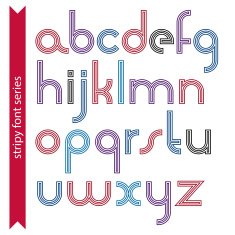 Round light lower case letters with triple lines vector colorfu