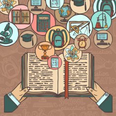 Book and education sketch icons