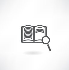 Open book and magnifying glass N2