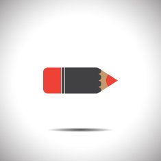 pencil vector icon with flat look and eraser