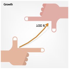 Hands of businessman with graph increase on background