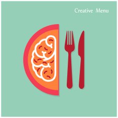 Creative brain Idea concept with fork and knife sign
