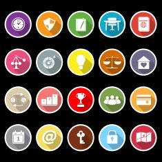 Thinking related icons with long shadow