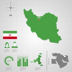 lRAN flag Asia World Map