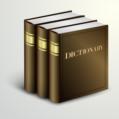 Vector brown dictionary book pile