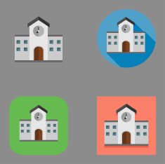 Flat School Building icon