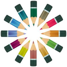 Set of multicolor pencils on white background Vector illustrati