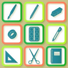 Set of 9 icons instruments for education