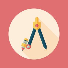 Compass Pencil flat icon with long shadow eps10