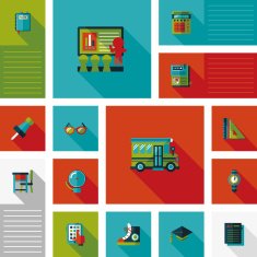back to school flat ui with long shadow eps10