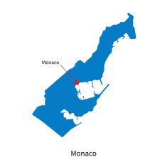 Detailed vector map of Monaco and capital city