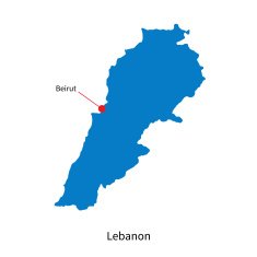 Detailed vector map of Lebanon and capital city Beirut