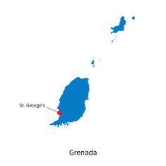 Vector map of Grenada and capital city St George's