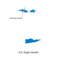 Vector map of U S Virgin Islands and capital city