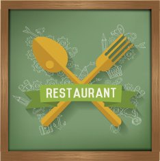 Spoon design on blackboard background clean vector N2