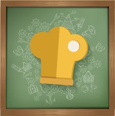 Hat cooking design on blackboard background clean vector