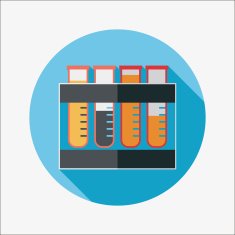 test tube flat icon with long shadow N49