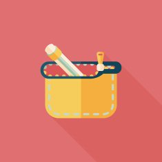 pencil box flat icon with long shadow eps10 N28