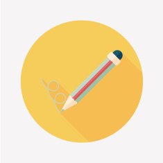 Pencil flat icon with long shadow eps10