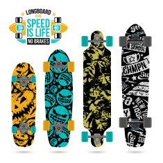 Set of prints on longboard