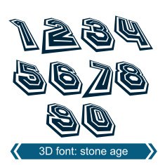 Dimensional move numbers vector line retro style geometric digits