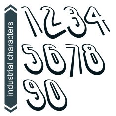 3d retro typeset with lines in rotation vector doodle digits