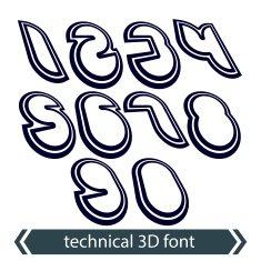 3d retro numbers in rotation stylish vector numeration design N3
