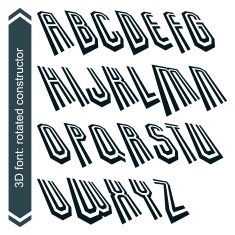 3d retro typeset with lines in rotation vector capitals