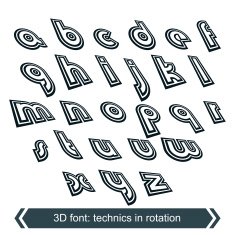 Geometric typescript in rotation 3d small industrial characters