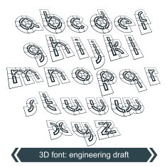 Rotated constructor dimensional script vector geometric letters N3
