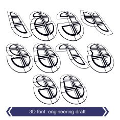 3d retro typeset with lines in rotation vector contemporary