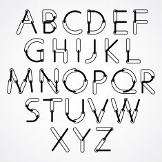 Funny constructive vector black and white font rounded letters