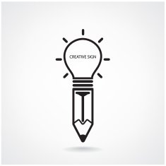 Creative light bulb and pencil sign