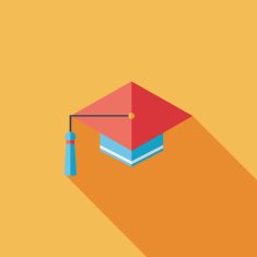 Education Cap flat icon with long shadow eps10 N12
