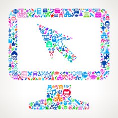 Computer Monitor on School & Education Icon Pattern