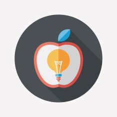 light bulb in apple flat icon with long shadow eps10