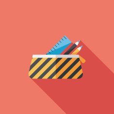 pencil box flat icon with long shadow eps10 N30