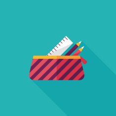 pencil box flat icon with long shadow eps10 N31