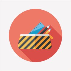 pencil box flat icon with long shadow eps10 N33