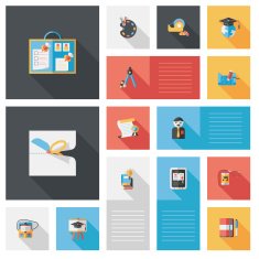 back to school flat ui background set eps10