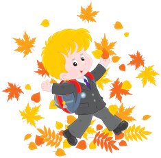 Schoolboy with autumn leaves N2