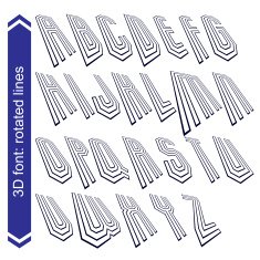 Geometric typescript in rotation 3d industrial characters N3