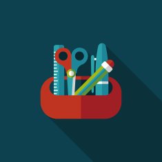 pencil box flat icon with long shadow eps10 N36