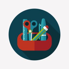 pencil box flat icon with long shadow eps10 N38