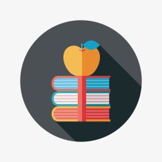 Books tower with apple flat icon long shadow eps10 N7