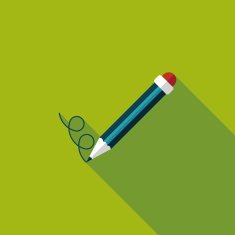 Pencil flat icon with long shadow eps10 N5