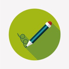 Pencil flat icon with long shadow eps10 N7