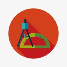 rulers and compass flat icon with long shadow eps10 N13