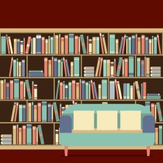 Reading Seat In Front Of A Bookcase