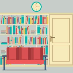 Reading Seats In Front Of A Huge Bookcase